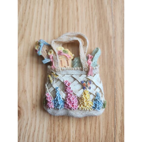 Lot of 2 Resin Handpainted Magnets Adirondack Chair Cat & Floral Basket Decor - Picture 6 of 7